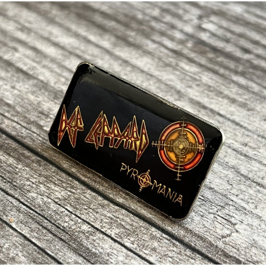 VTG 80s DEF LEPPARD PYROMANIA ENAMEL PIN MUSIC CONCERT PROMO Yesterday's Fits Clothing Fashion Vintage Streetwear Fashion Item