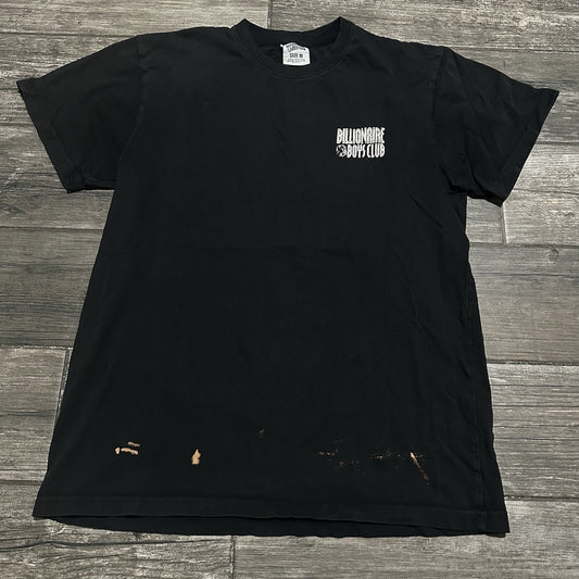 BBC BILLIONIARE BOYS CLUB BLACK DISTRESSED MULTI-LOGO T-SHIRT FADED TEE SZ M Yesterday's Fits Clothing Fashion Vintage Streetwear Fashion Item