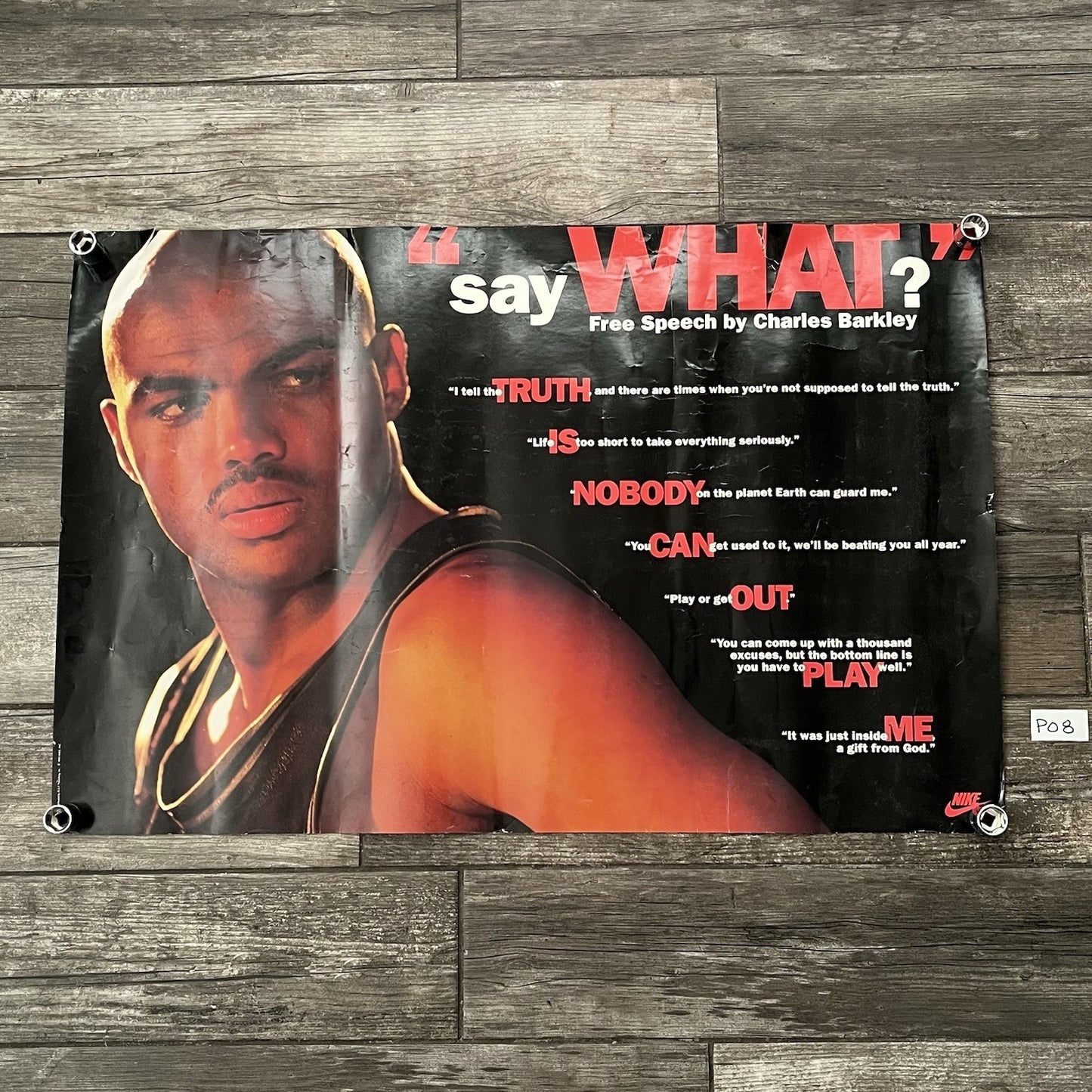 VTG 1992 NIKE CHARLES BARKLEY SAY WHAT BASKETBALL PROMO POSTER PHOENIX SUNS PO8 Yesterday's Fits Clothing Fashion Vintage Streetwear Fashion Item