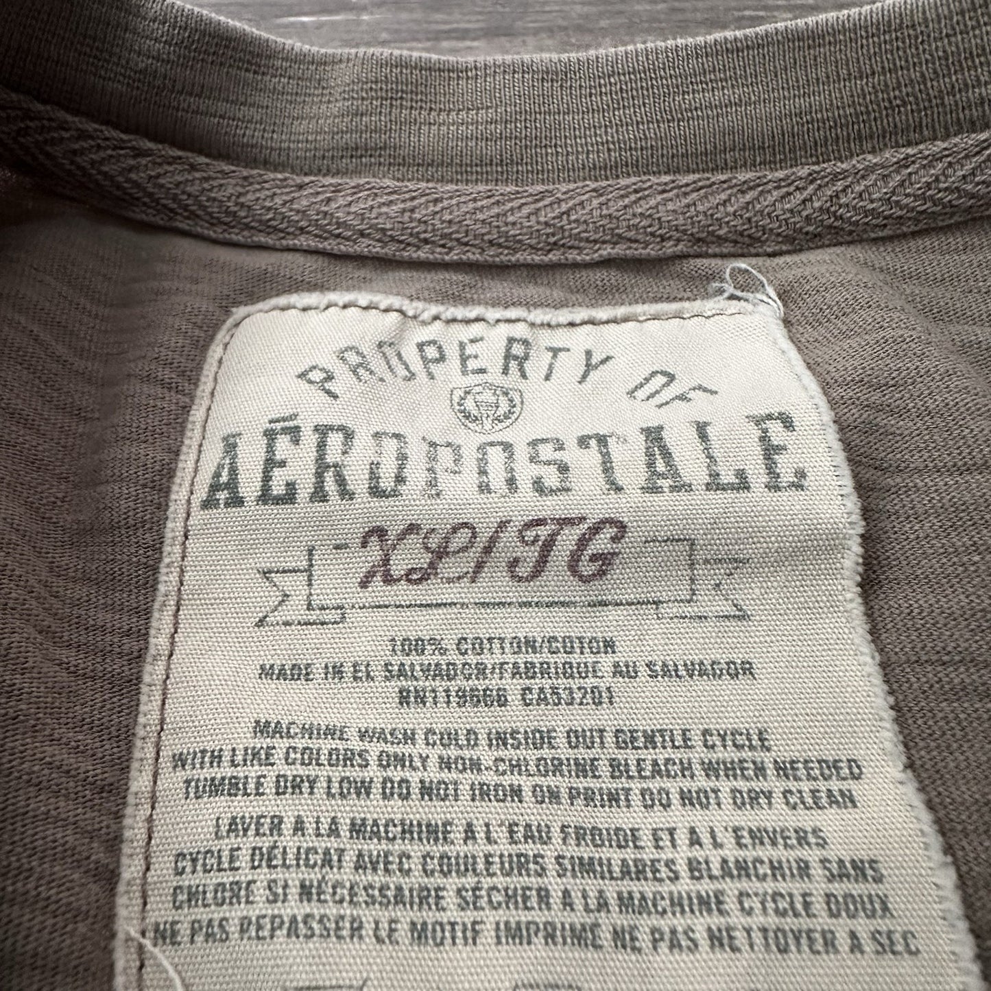 Y2K AEROPOSTALE KHAKI LONG SLEEVE SURF SKATE T-SHIRT SZ XL DISTRESSED SPELL OUT Yesterday's Fits Clothing Fashion Vintage Streetwear Fashion Item