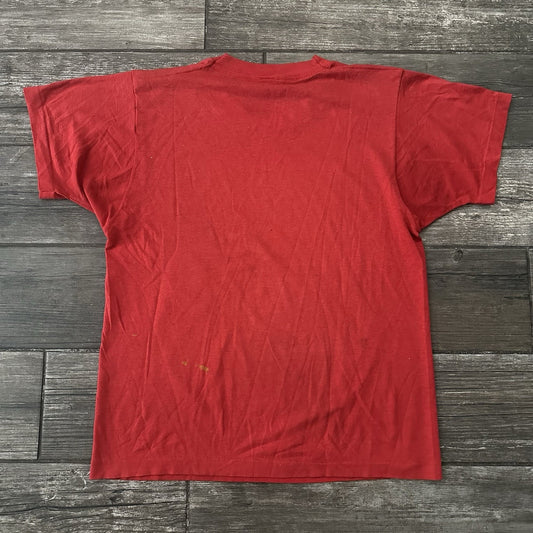 VTG 80s COUNTRY MUSIC MISSISSIPPI STYLE RED PAPER THIN T-SHIRT FITS SZ S COWBOY Yesterday's Fits Clothing Fashion Vintage Streetwear Fashion Item