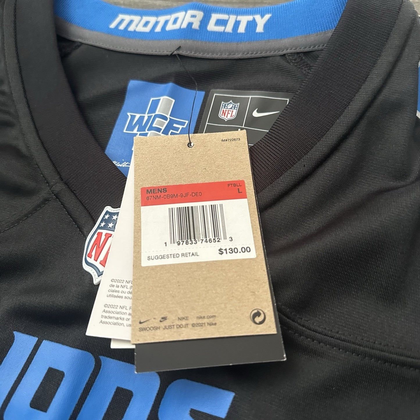NWT $130 NIKE DETROIT LIONS AIDEN HUTCHINSON FOOTBALL JERSEY MOTOR CITY BLACK L Yesterday's Fits Clothing Fashion Vintage Streetwear Fashion Item