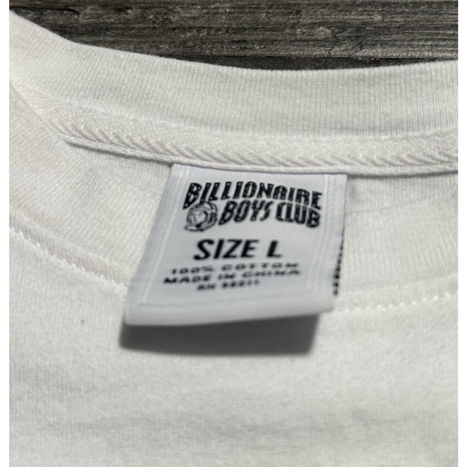 BILLIONAIRE BOYS CLUB WHITE LOGO BBC LOGO ASTRONAUT SHIRT SHORT SLEEVE SZ L Yesterday's Fits Clothing Fashion Vintage Streetwear Fashion Item