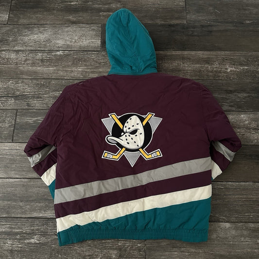 VTG APEX ONE ANAHEIM MIGHTY DUCKS PUFFER HOCKEY JACKET COAT SZ M Yesterday's Fits Clothing Fashion Vintage Streetwear Fashion Item