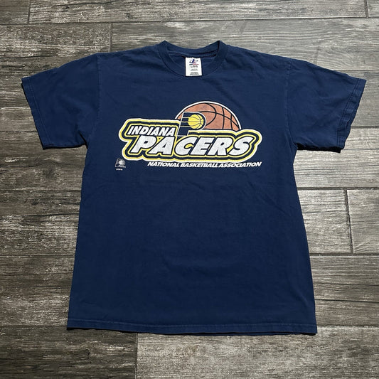 VTG LOGO ATHLETIC INDIANA PACERS BLUE BASKETBALL SHIRT SZ L NBA Yesterday's Fits Clothing Fashion Vintage Streetwear Fashion Item