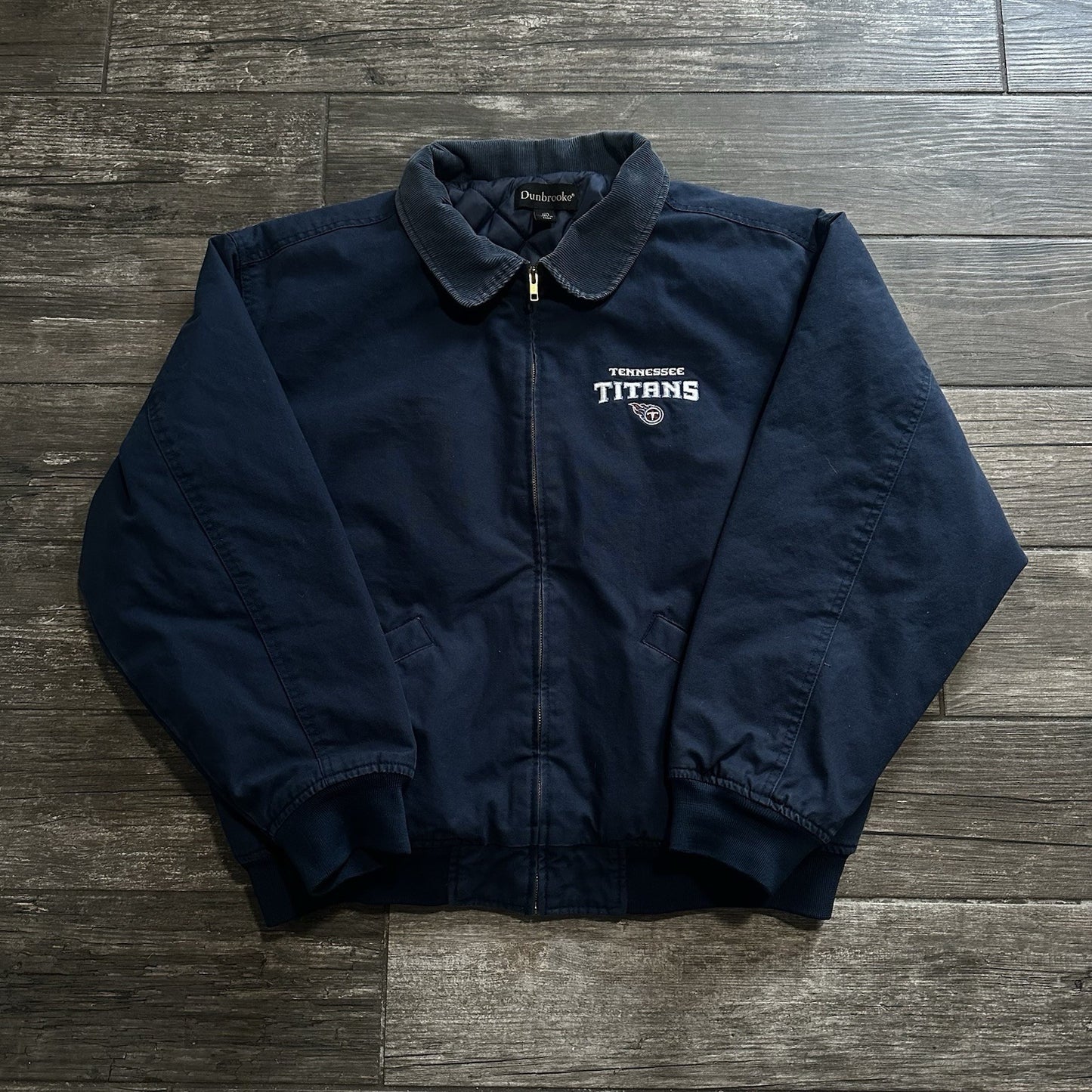 VTG TENNESSEE TITANS DETROIT STYLE NAVY BLUE FOOTBALL JACKET COAT XL CORDUROY Yesterday's Fits Clothing Fashion Vintage Streetwear Fashion Item