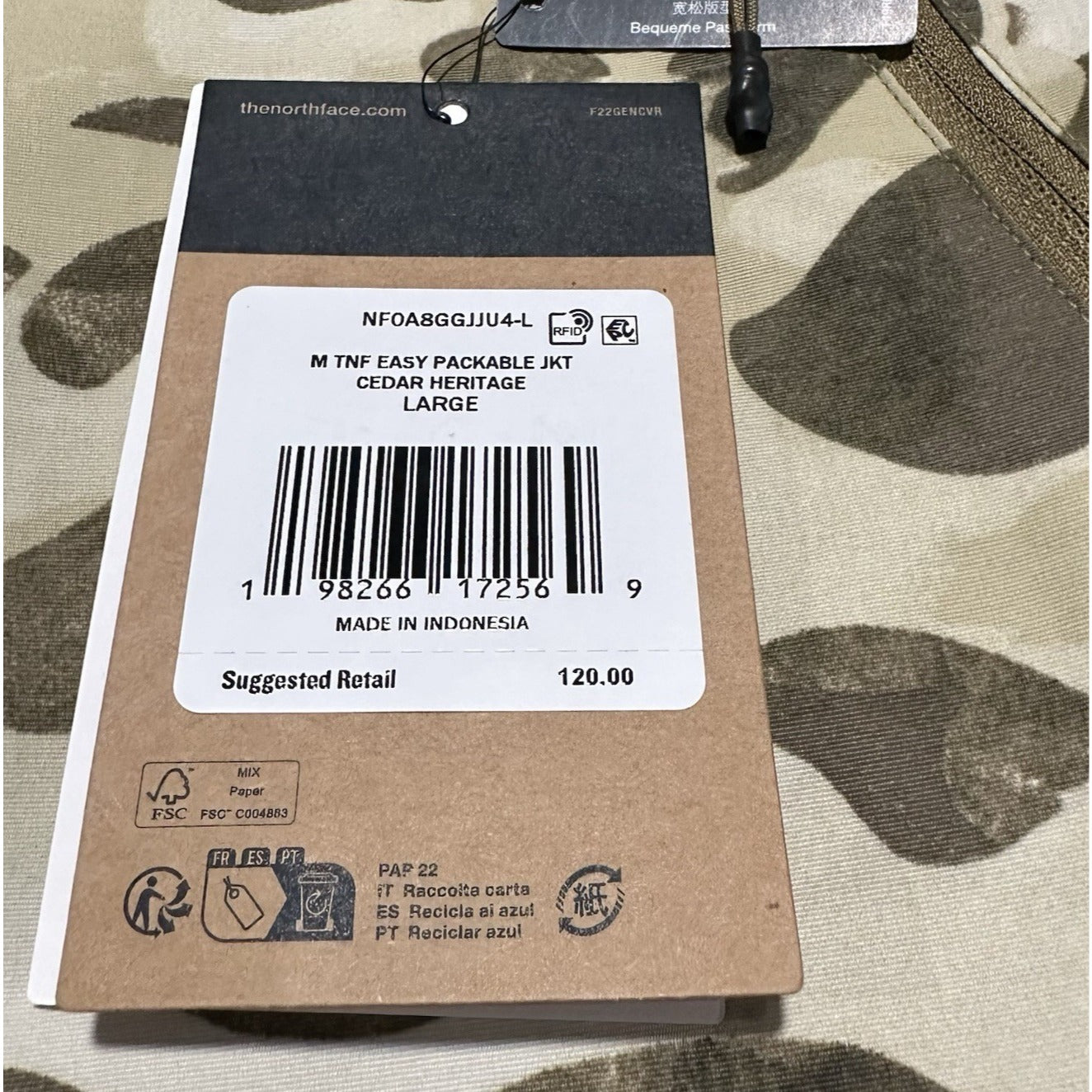 NWT $120 THE NORTH FACE EASY PACKABLE CAMO WINDBREAKER JACKET TAN SZ L COACHES Yesterday's Fits Clothing Fashion Vintage Streetwear Fashion Item