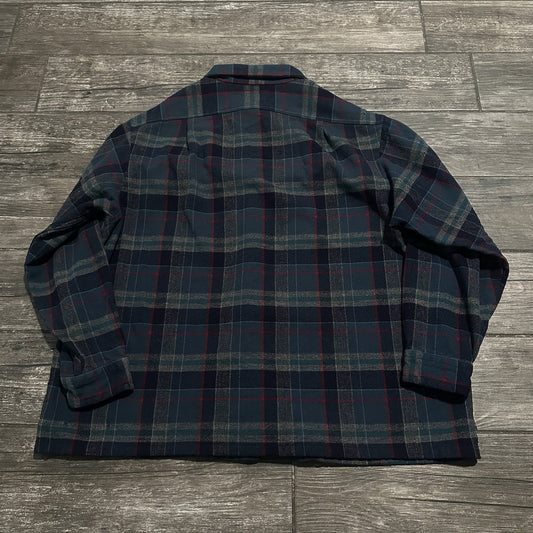 VTG PENDLETON 60s WOOL LOOP COLLAR GREEN BLUE PLAID BUTTON LONG SLEEVE SHIRT 2XL Yesterday's Fits Clothing Fashion Vintage Streetwear Fashion Item