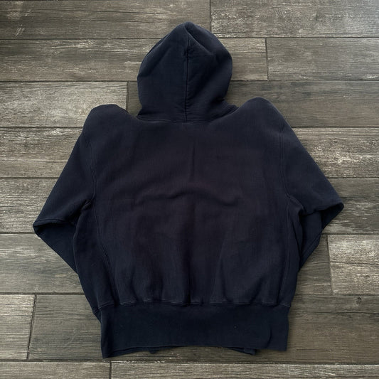 VTG 90'S CHAMPION REVERSE WEAVE NAVY BLUE PULLOVER HOODIE SWEATSHIRT SZ L HEAVY Yesterday's Fits Clothing Fashion Vintage Streetwear Fashion Item