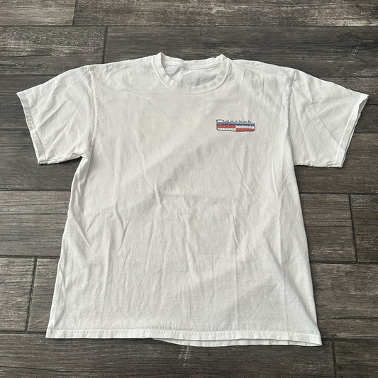 Y2K DANCHUK 1955 CHEVY CHEVROLET BEL AIR SEE YA WHITE TEE T-SHIRT SZ L CAR CLUB Yesterday's Fits Clothing Fashion Vintage Streetwear Fashion Item