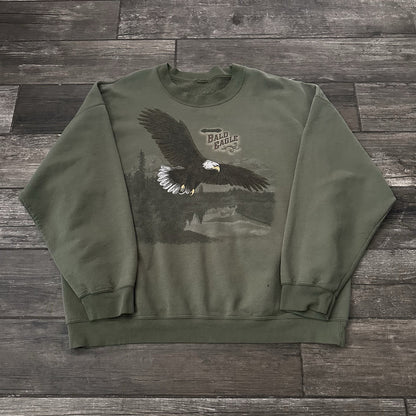 VTG 90s AMERICAN BALD EAGLE GREEN FADED NATURE SWEATSHIRT BAGGY SZ XL USA Yesterday's Fits Clothing Fashion Vintage Streetwear Fashion Item