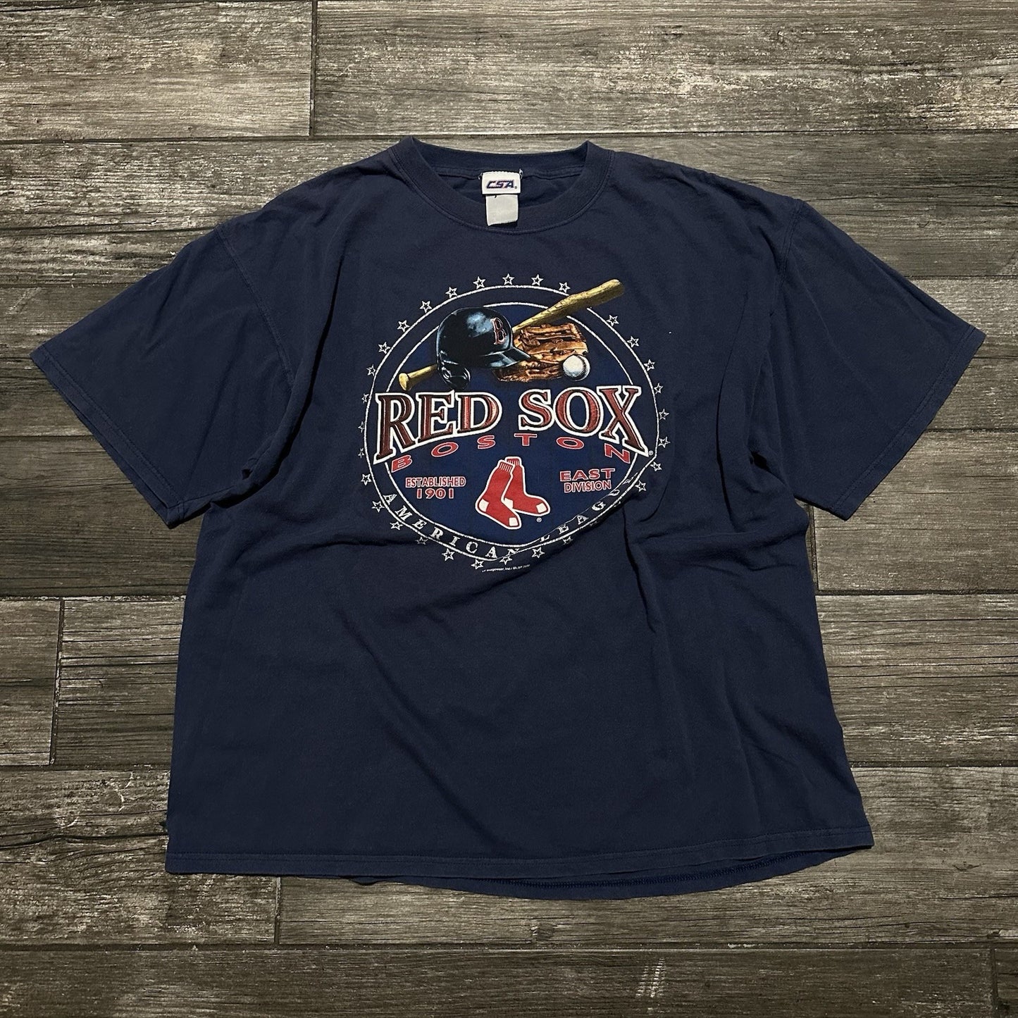 VTG Y2K CSA BOSTON RED SOX NAVY BLUE BASEBALL T-SHIRT XL MLB 2006 HELMET BALL Yesterday's Fits Clothing Fashion Vintage Streetwear Fashion Item