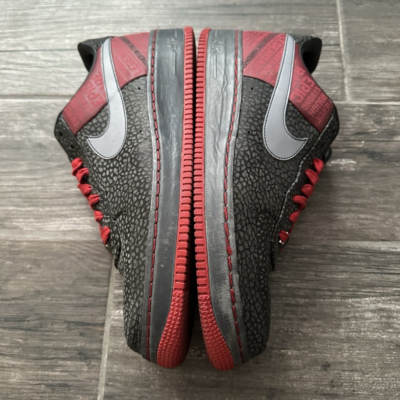 NIKE AIR FORCE 1 LOW AF1 MALONE ORIGINAL SIX BLACK RED SNEAKERS SZ 11 2006 Yesterday's Fits Clothing Fashion Vintage Streetwear Fashion Item