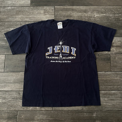 VTG DISNEY STAR WARS JEDI TRAINING ACADEMY BLUE SHORT SLEEVE T-SHIRT TEE SZ XL Yesterday's Fits Clothing Fashion Vintage Streetwear Fashion Item