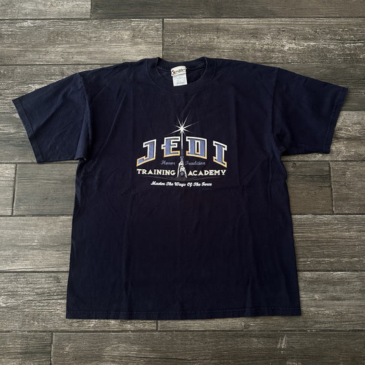 VTG DISNEY STAR WARS JEDI TRAINING ACADEMY BLUE SHORT SLEEVE T-SHIRT TEE SZ XL Yesterday's Fits Clothing Fashion Vintage Streetwear Fashion Item