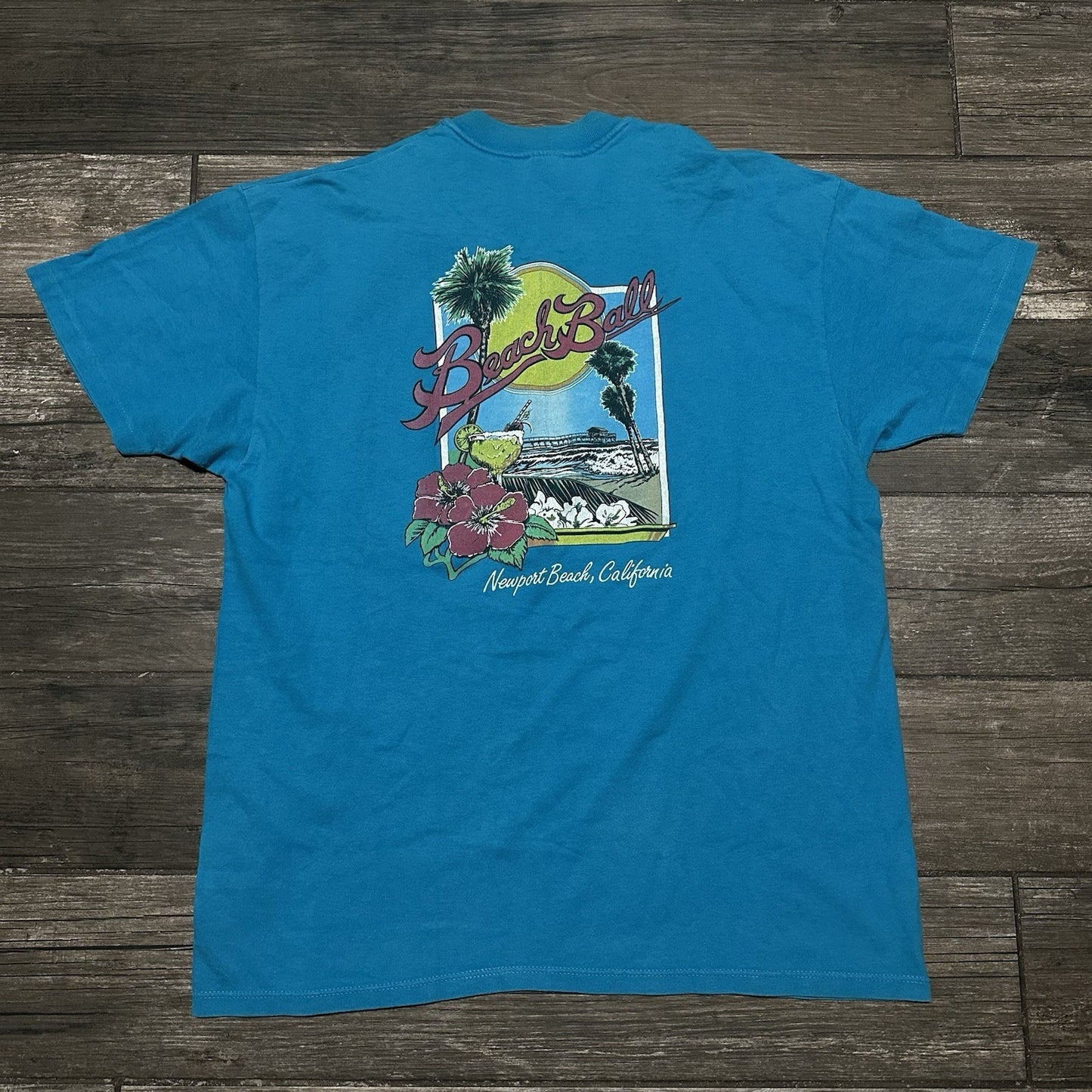 VTG 80s NEWPORT BEACH BALL CALIFORNIA BLUE POCKET SURF T-SHIRT SZ XL STEDMAN Yesterday's Fits Clothing Fashion Vintage Streetwear Fashion Item