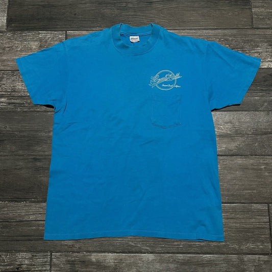 VTG 80s NEWPORT BEACH BALL CALIFORNIA BLUE POCKET SURF T-SHIRT SZ XL STEDMAN Yesterday's Fits Clothing Fashion Vintage Streetwear Fashion Item