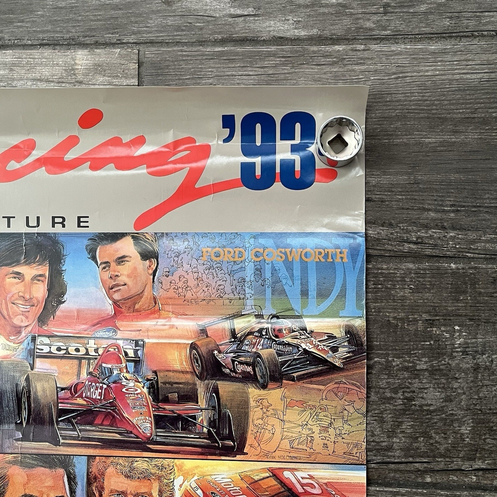 VTG 1993 FOR RACING INTO THE FUTURE CAR POSTER PROMO MUSTANG THUNDERBIRD PO9 Yesterday's Fits Clothing Fashion Vintage Streetwear Fashion Item
