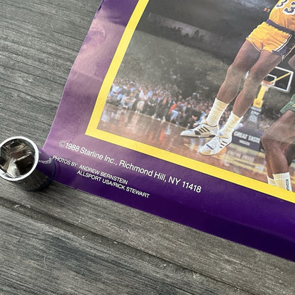 VTG 1988 STARLINE LOS ANGELES LAKERS BASKETBALL POSTER MAGIC KAREEM 22X34 PO5 Yesterday's Fits Clothing Fashion Vintage Streetwear Fashion Item