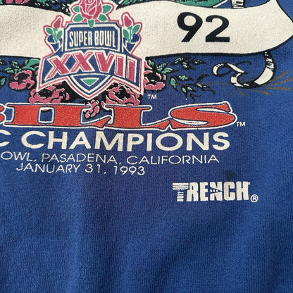VTG BUFFALO BILLS AFC CHAMPS SUPER BOWL XXVII BLUE SWEATSHIRT FOOTBALL SZ L Yesterday's Fits Clothing Fashion Vintage Streetwear Fashion Item