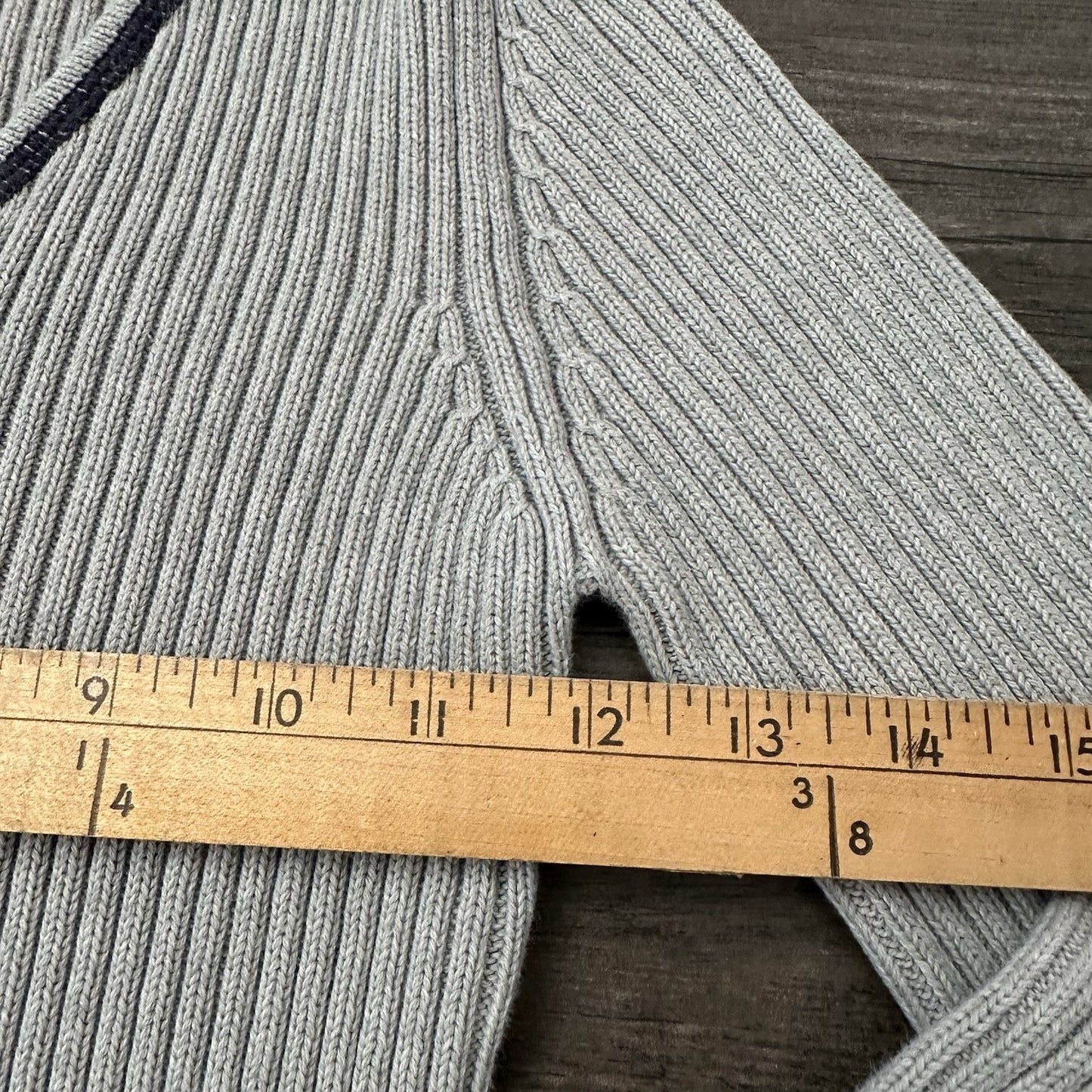 Y2K TOMMY JEANS GREY RIBBED V-NECK SWEATER GREY SZ M LONG SLEEVE TIGHT