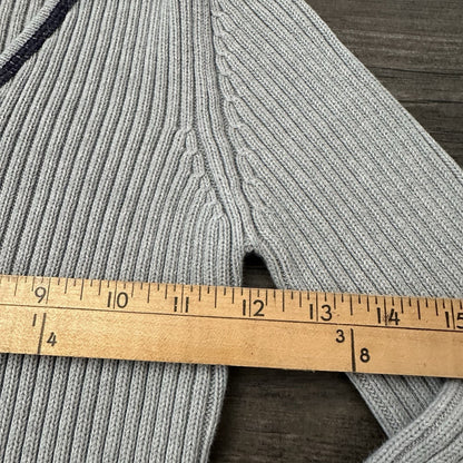 Y2K TOMMY JEANS GREY RIBBED V-NECK SWEATER GREY SZ M LONG SLEEVE TIGHT