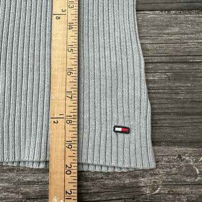 Y2K TOMMY JEANS GREY RIBBED V-NECK SWEATER GREY SZ M LONG SLEEVE TIGHT