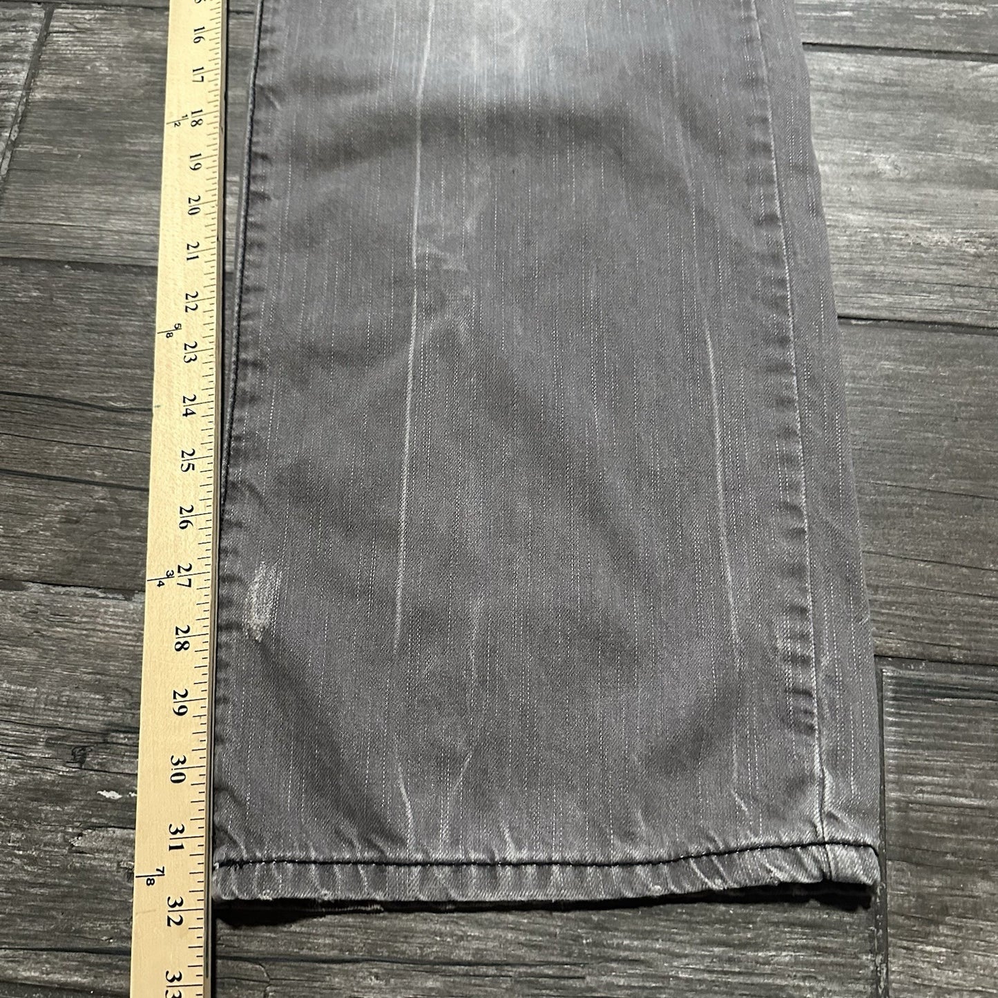Y2K KANJI GREY BAGGY DENIM JEANS DISTRESSED FADED WIDE LEG MEASURES 40X32 Yesterday's Fits Clothing Fashion Vintage Streetwear Fashion Item