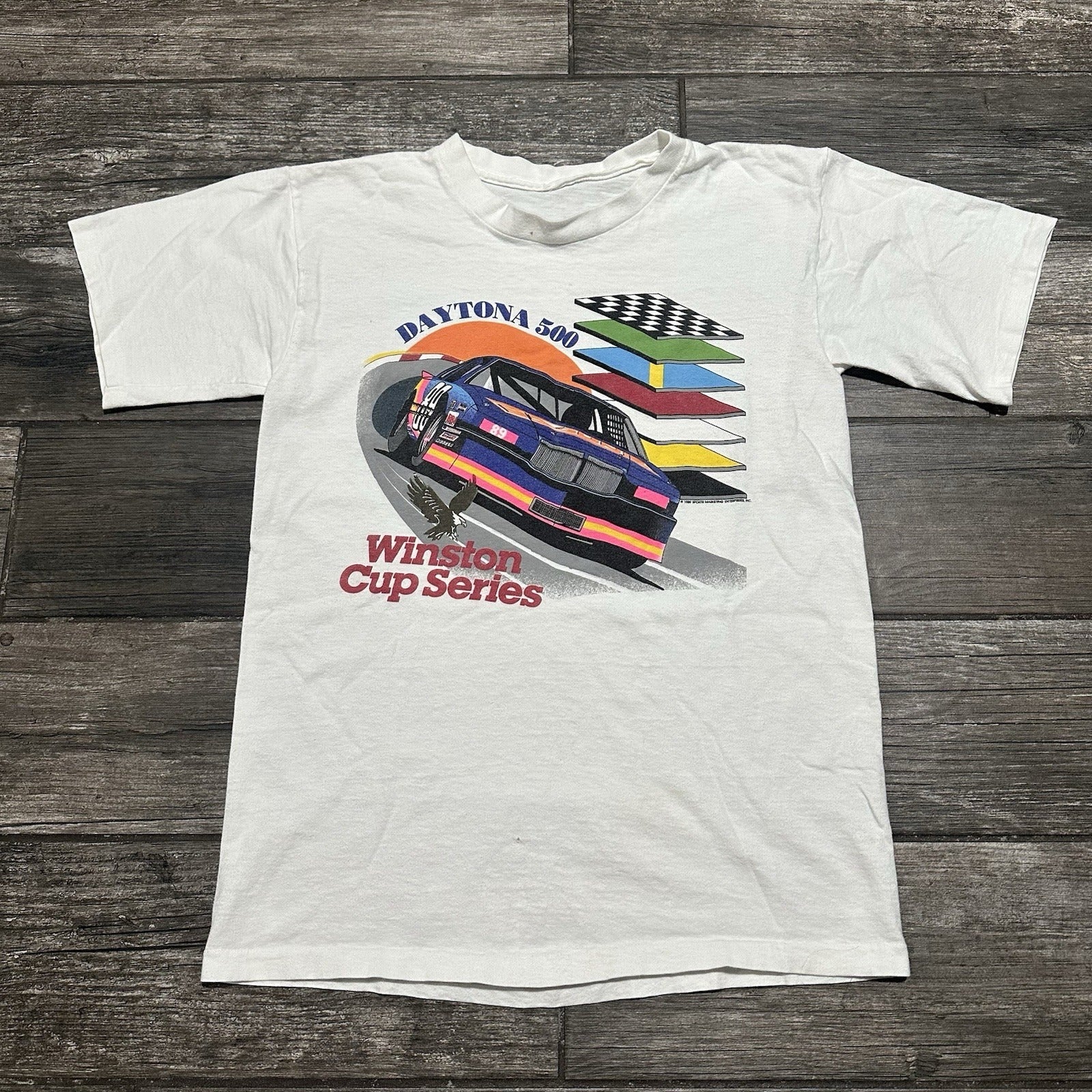VTG 1989 DAYTONA 500 WINSTON CUP SERIES NASCAR RACING WHITE T-SHIRT FITS SZ M Yesterday's Fits Clothing Fashion Vintage Streetwear Fashion Item