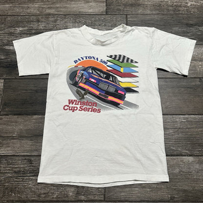 VTG 1989 DAYTONA 500 WINSTON CUP SERIES NASCAR RACING WHITE T-SHIRT FITS SZ M Yesterday's Fits Clothing Fashion Vintage Streetwear Fashion Item