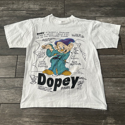 VTG DISNEY SNOW WHITE & THE 7 DWARFS DOPEY ANATOMY T-SHIRT WHITE SZ M Yesterday's Fits Clothing Fashion Vintage Streetwear Fashion Item