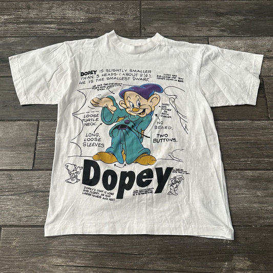 VTG DISNEY SNOW WHITE & THE 7 DWARFS DOPEY ANATOMY T-SHIRT WHITE SZ M Yesterday's Fits Clothing Fashion Vintage Streetwear Fashion Item