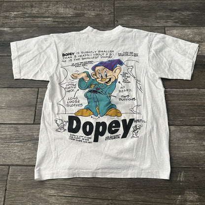 VTG DISNEY SNOW WHITE & THE 7 DWARFS DOPEY ANATOMY T-SHIRT WHITE SZ M Yesterday's Fits Clothing Fashion Vintage Streetwear Fashion Item