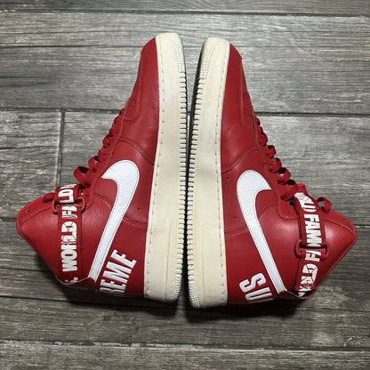 NIKE AIR FORCE 1 HIGH SUPREME WORLD FAMOUS RED 698696 610 NO BOX SZ 12 SNEAKERS Yesterday's Fits Clothing Fashion Vintage Streetwear Fashion Item