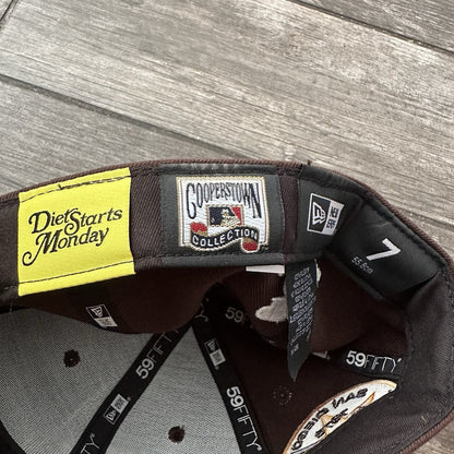 NEW ERA DIET STARTS MONDAY SAN DIEGO PADRES BROWN FITTED SZ 7 ALL STAR PATCH HAT Yesterday's Fits Clothing Fashion Vintage Streetwear Fashion Item