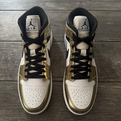 NIKE AIR JORDAN 1 MID SE METALLIC GOLD BLACK WHITE SZ 11.5 DC1419-700 SNEAKERS Yesterday's Fits Clothing Fashion Vintage Streetwear Fashion Item
