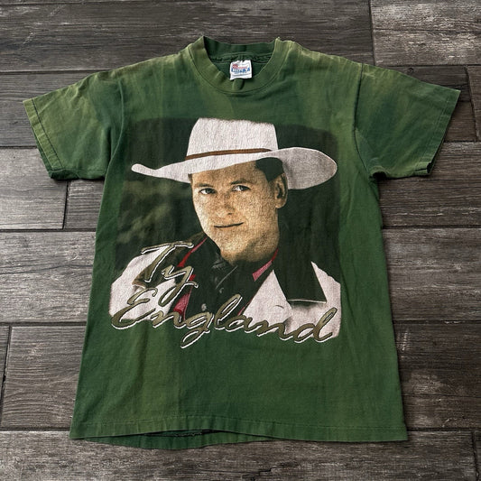 VTG 90s TY ENGLAND COUNTRY MUSIC FADED DISTRESSED GREEN T-SHIRT TEE SZ M Yesterday's Fits Clothing Fashion Vintage Streetwear Fashion Item