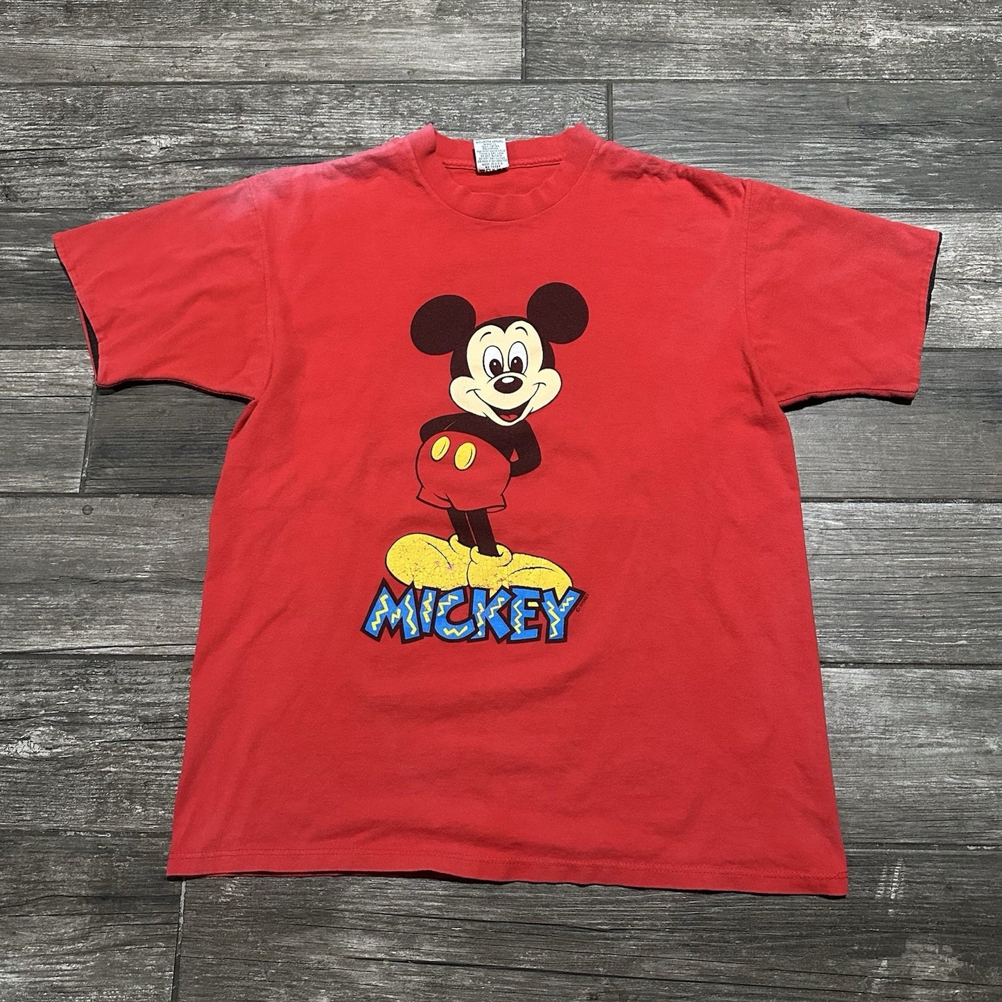 VTG 90s DISNEY MICKEY MOUSE RED T-SHIRT FADED FADER PROMO SHORT SLEEVE SZ XL Yesterday's Fits Clothing Fashion Vintage Streetwear Fashion Item