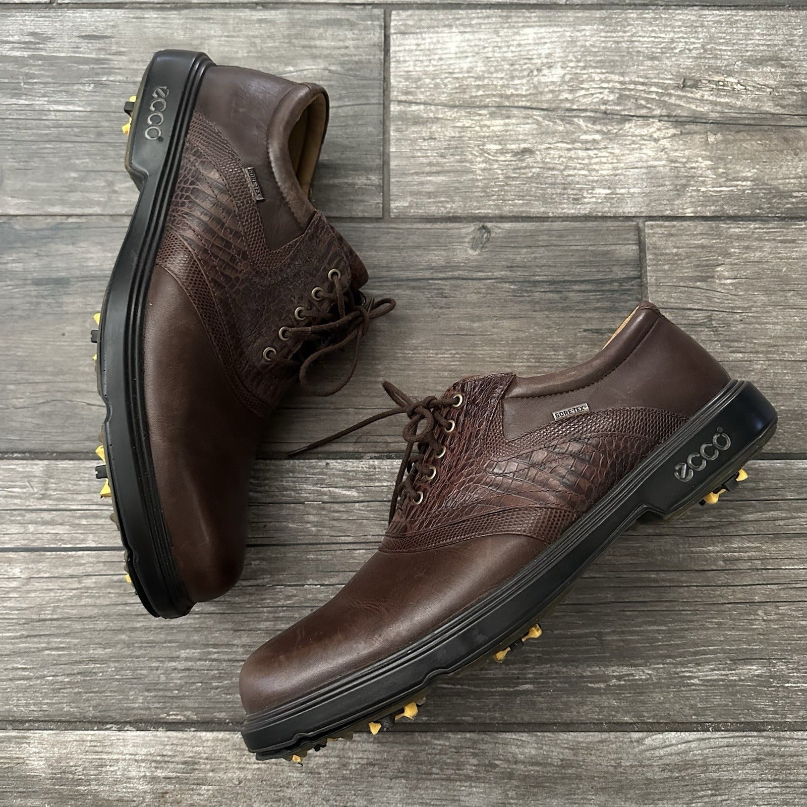 ECCO BROWN LEATHER GOLF SHOES SZ 45 NO BOX ATHLETIC SNEAKERS Yesterday's Fits Clothing Fashion Vintage Streetwear Fashion Item
