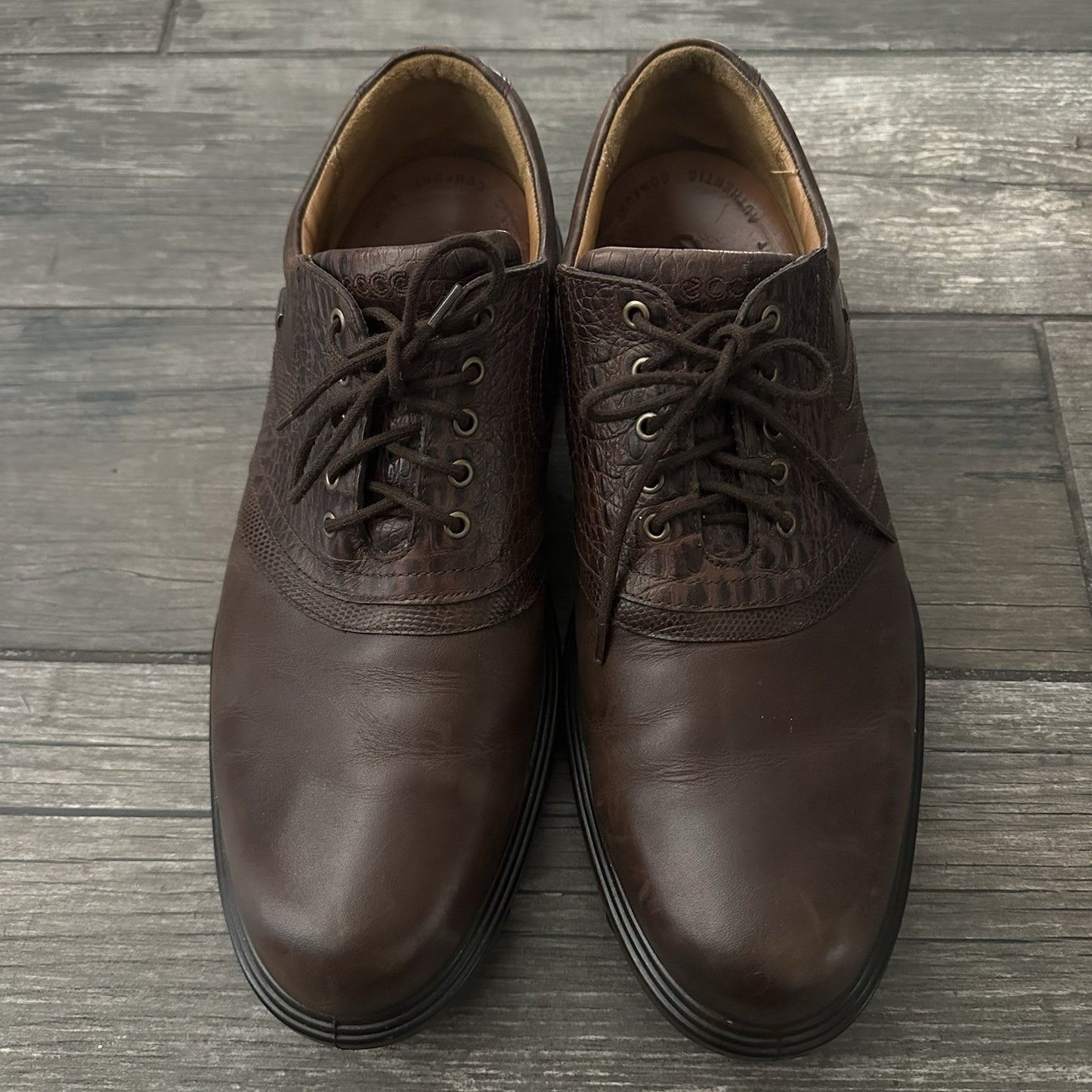 ECCO BROWN LEATHER GOLF SHOES SZ 45 NO BOX ATHLETIC SNEAKERS Yesterday's Fits Clothing Fashion Vintage Streetwear Fashion Item