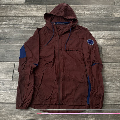 NIKE WINDBREAKER JACKET BURGUNDY RED BLUE SZ S FULL ZIP HOOD Yesterday's Fits Clothing Fashion Vintage Streetwear Fashion Item