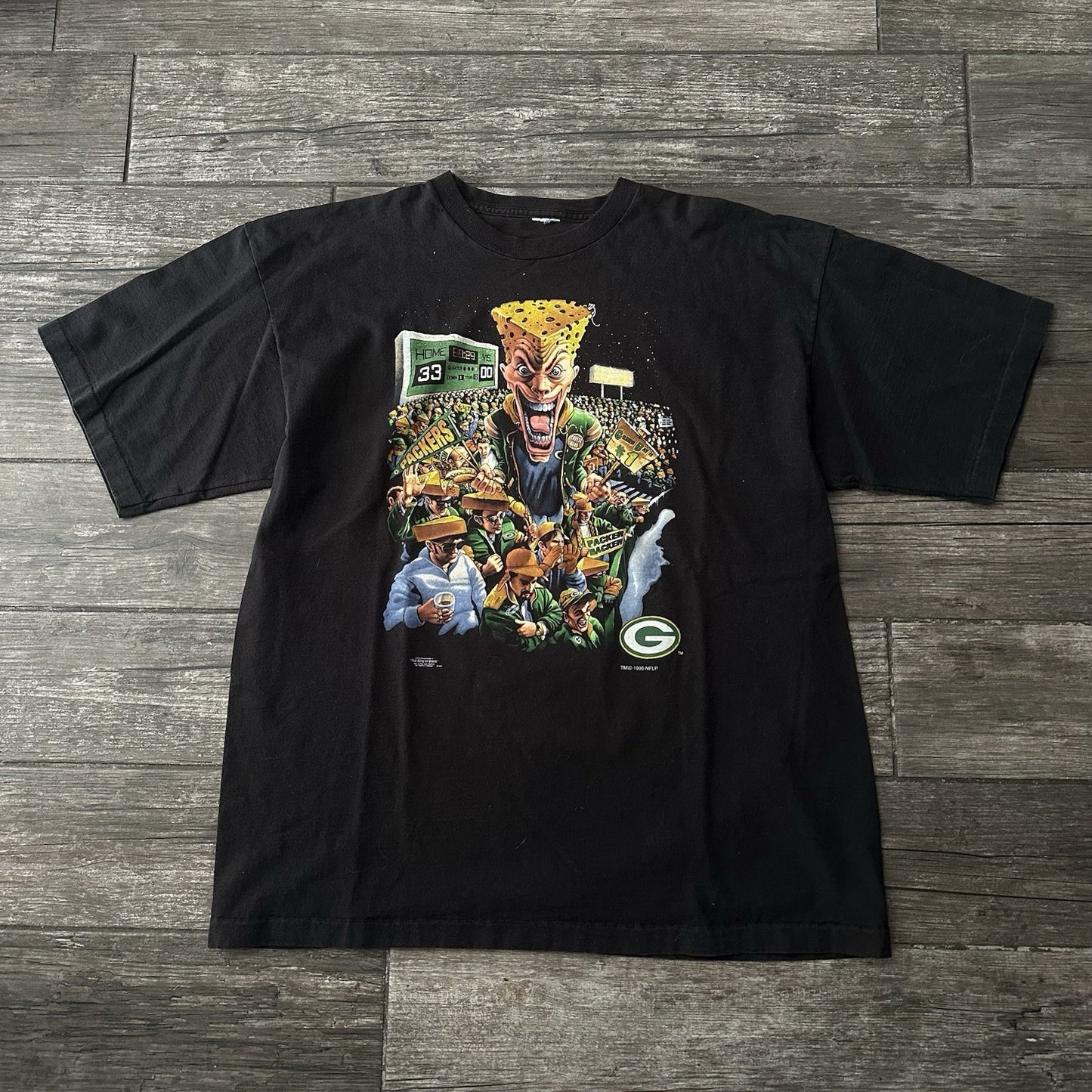 VTG 1995 SALEM GREEN BAY PACKERS CHEESEHEADS CHARACTER T-SHIRT BLACK SZ XL Yesterday's Fits Clothing Fashion Vintage Streetwear Fashion Item