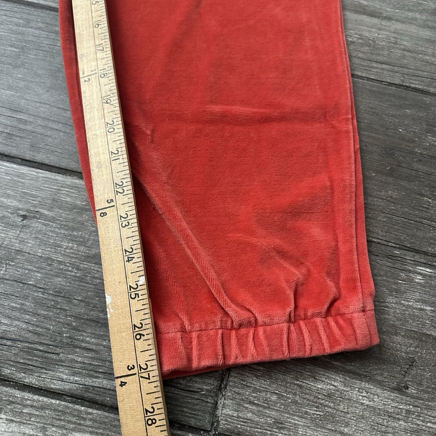 RECLAIMED VINTAGE RED VELOUR TRACK PANTS SWEATS SZ L BAGGY WIDE JOGGER (J) Yesterday's Fits Clothing Fashion Vintage Streetwear Fashion Item
