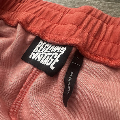 RECLAIMED VINTAGE RED VELOUR TRACK PANTS SWEATS SZ L BAGGY WIDE JOGGER (J) Yesterday's Fits Clothing Fashion Vintage Streetwear Fashion Item