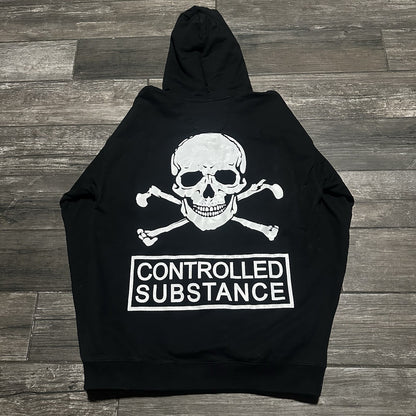 CONTROLLED SUBSTANCE BLACK PULLOVER COWBOY HOODIE SWEATSHIRT SZ L SKULL RODEO Yesterday's Fits Clothing Fashion Vintage Streetwear Fashion Item