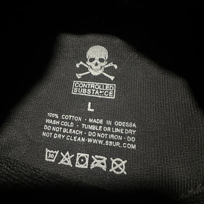 CONTROLLED SUBSTANCE BLACK PULLOVER COWBOY HOODIE SWEATSHIRT SZ L SKULL RODEO Yesterday's Fits Clothing Fashion Vintage Streetwear Fashion Item