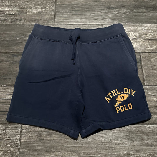NWT POLO RALPH LAUREN P-WING ATHL DEV 67 BLUE YELLOW ATHLETIC SWEAT SHORTS SZ M Yesterday's Fits Clothing Fashion Vintage Streetwear Fashion Item