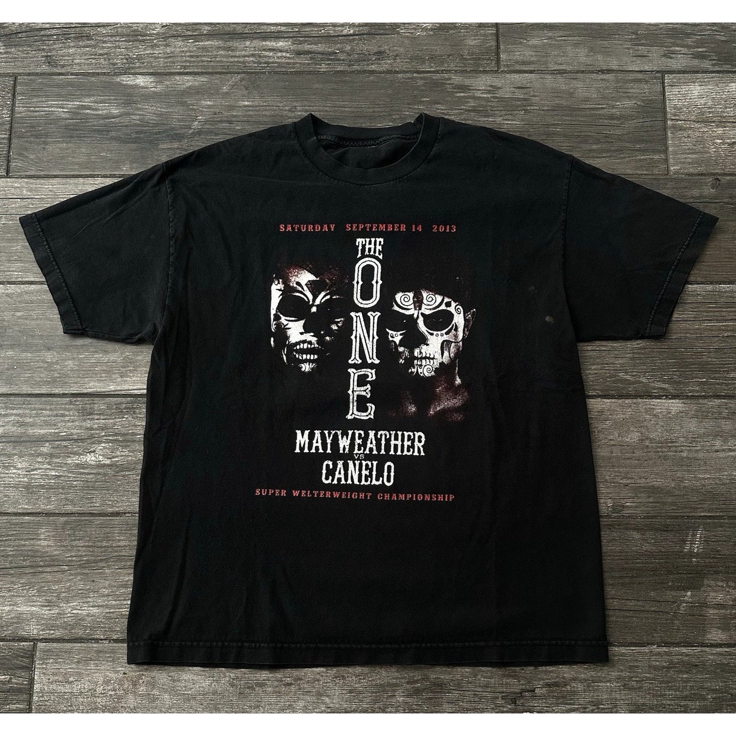 RARE 2013 FLOYD MAYWEATHER CANELO BOXING BLACK T-SHIRT LOT TEE XL CHAMPIONSHIP Yesterday's Fits Clothing Fashion Vintage Streetwear Fashion Item