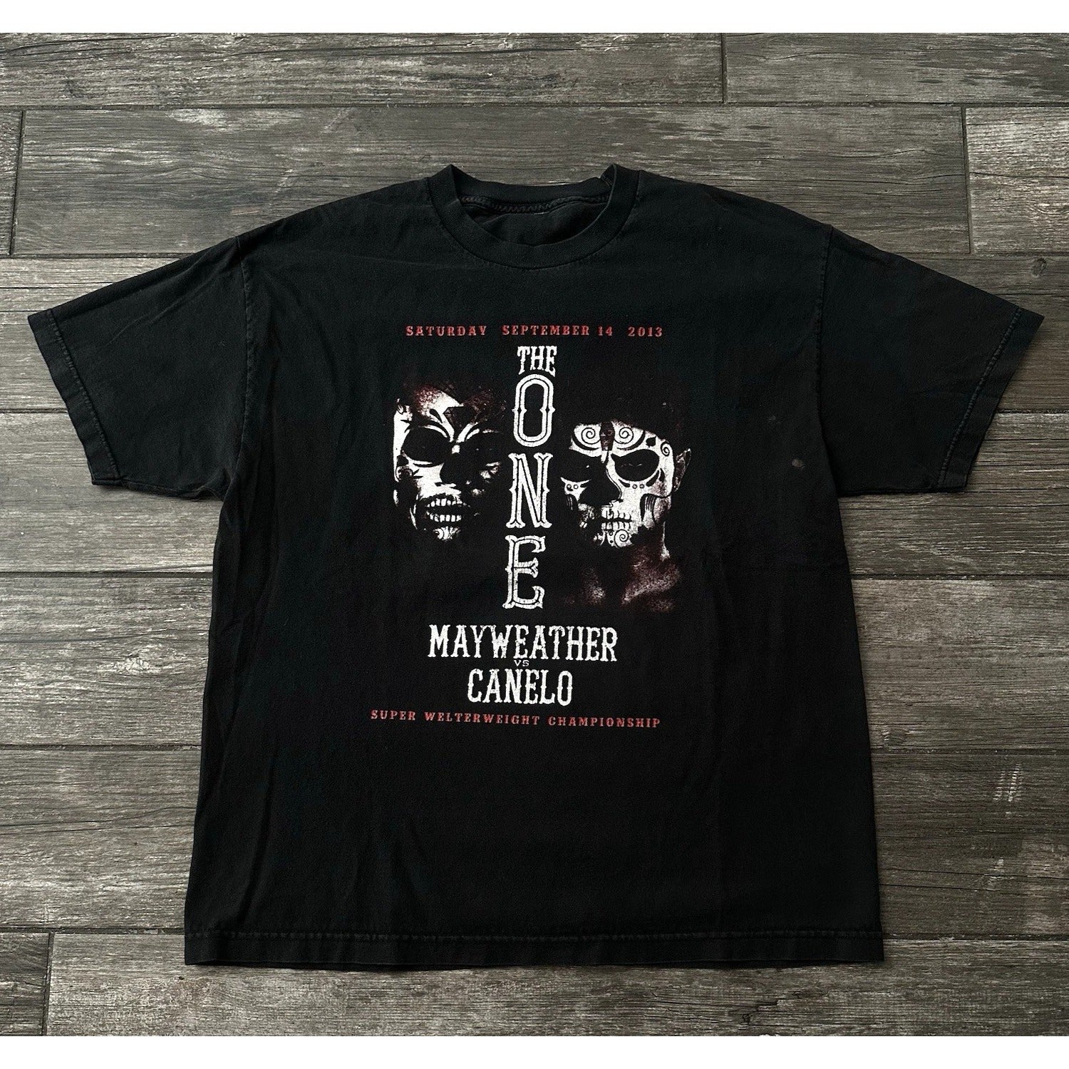 RARE 2013 FLOYD MAYWEATHER CANELO BOXING BLACK T-SHIRT LOT TEE XL CHAMPIONSHIP Yesterday's Fits Clothing Fashion Vintage Streetwear Fashion Item