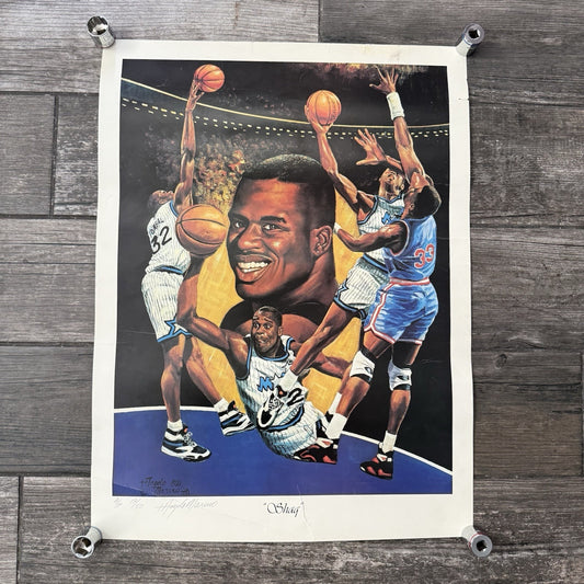 VTG '92 ORLANDO MAGIC SHAQUILLE O'NEAL ANGELO MARINO SIGNED LITHO POSTER /50 PO1 Yesterday's Fits Clothing Fashion Vintage Streetwear Fashion Item